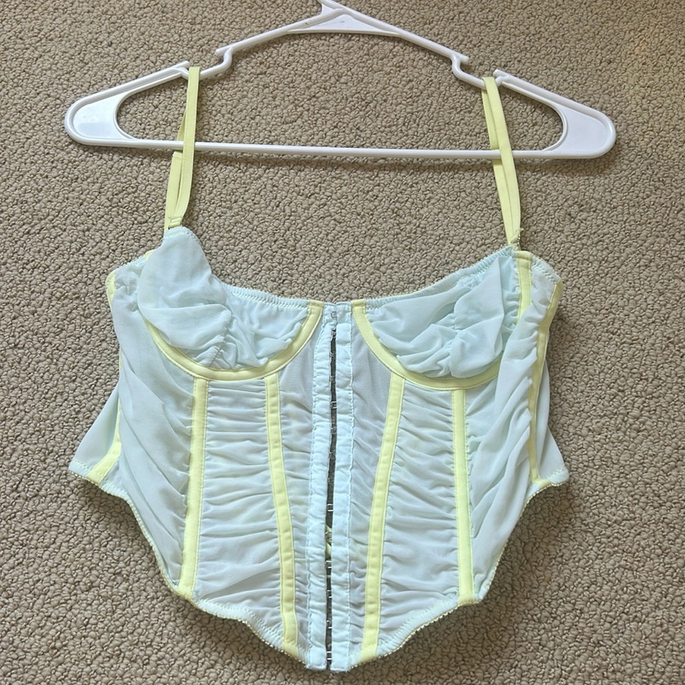 Lime green and baby blue corset top- Urban Outfitters